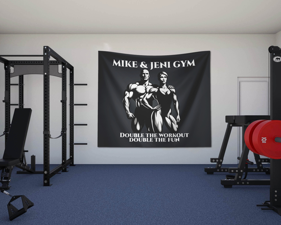 Couple's Gym Wall Tapestry, Home, Garage Gym Decor