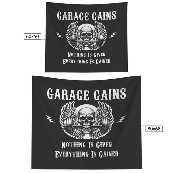 Personalized Skull with Barbell Wall Tapestry, Home, Garage Gym Decor